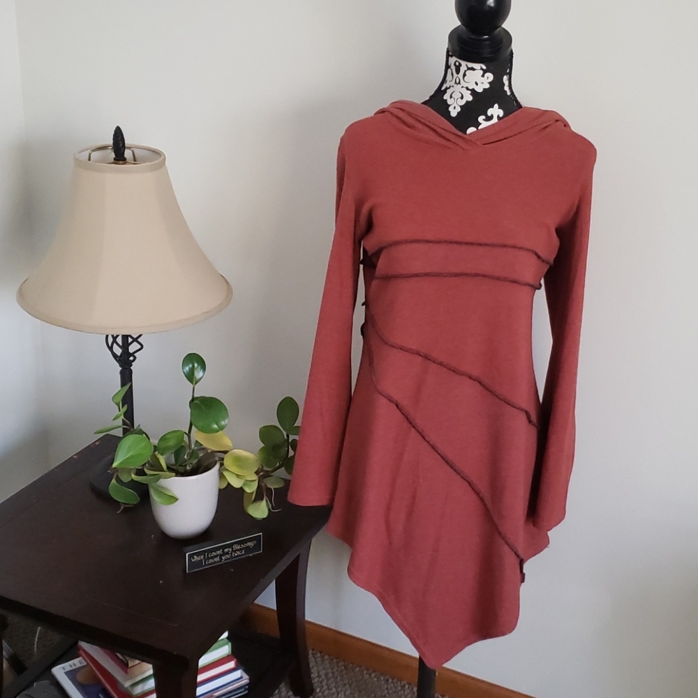 Super soft burnt orange/red botique hoodie dress